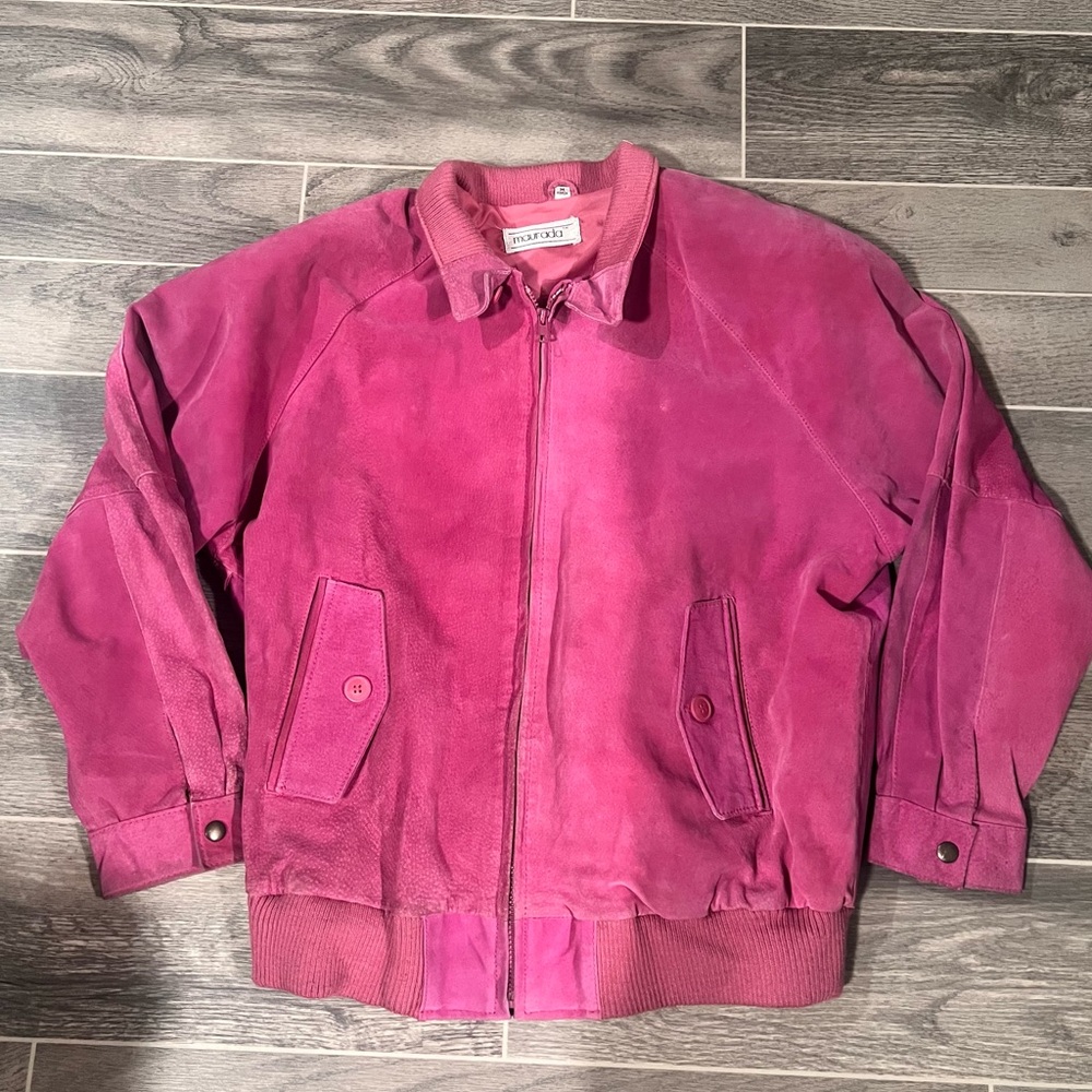 Marauda Pink Suede Leather Bomber Jacket Womens Medium